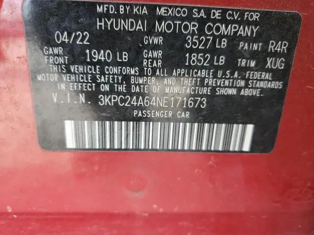 2022 HYUNDAI ACCENT SE