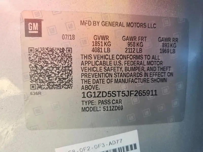 2018 CHEVROLET MALIBU LT  