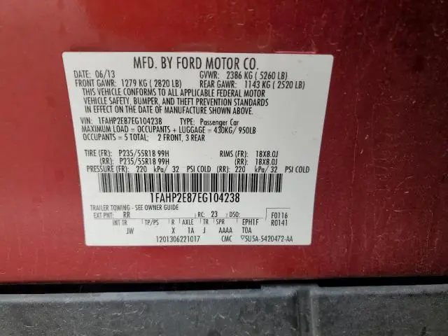 2014 FORD TAURUS SEL  