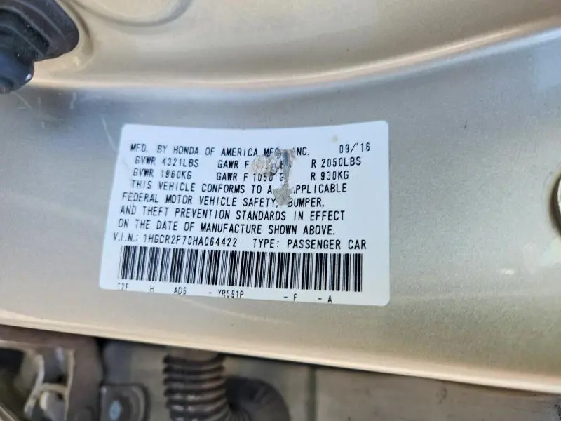 2017 HONDA ACCORD EX  
