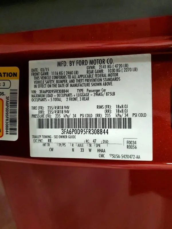 2015 FORD FUSION TITANIUM  