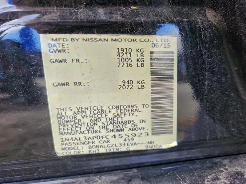 2015 NISSAN ALTIMA 2.5  