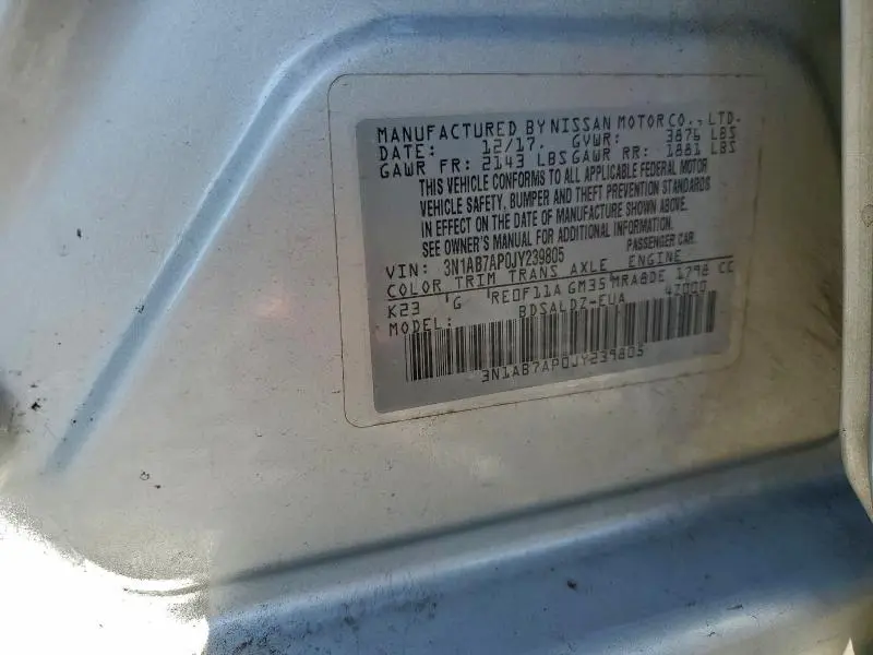 2018 NISSAN SENTRA S  