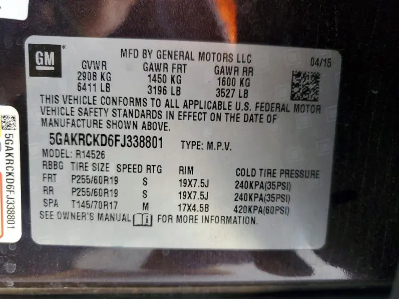 2015 BUICK ENCLAVE   