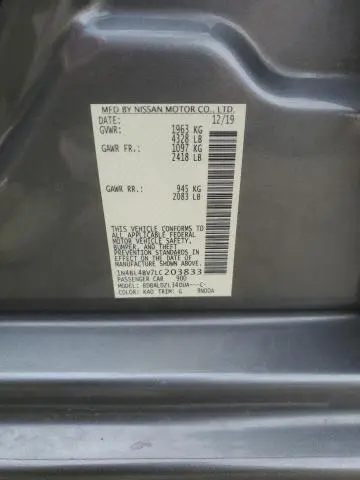 2020 NISSAN ALTIMA S  