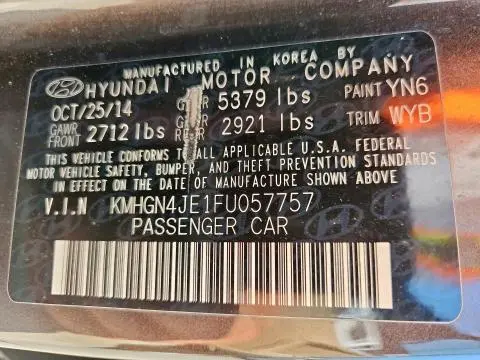 2015 HYUNDAI GENESIS 3.8L  