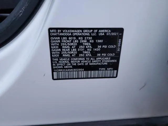 2021 VOLKSWAGEN ATLAS SE  
