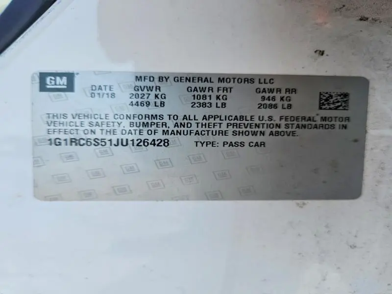 2018 CHEVROLET VOLT LT  