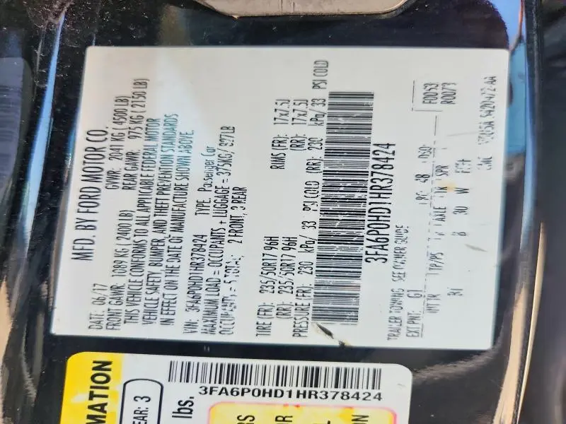 2017 FORD FUSION SE  