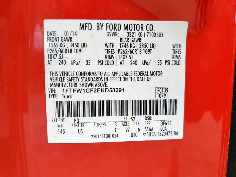 2014 FORD F150 SUPERCREW  