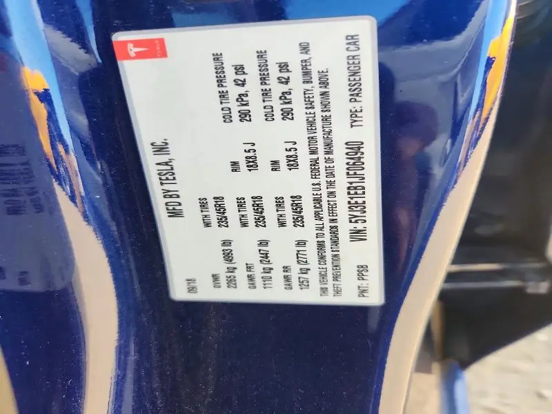 2018 TESLA MODEL 3   