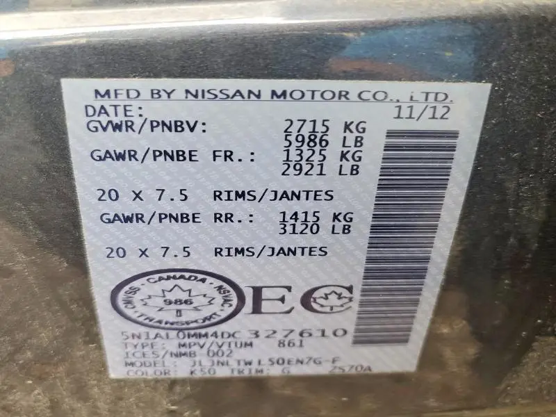 2013 INFINITI JX35 BASE  