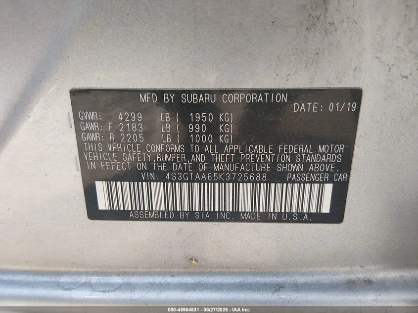 2019 SUBARU IMPREZA  