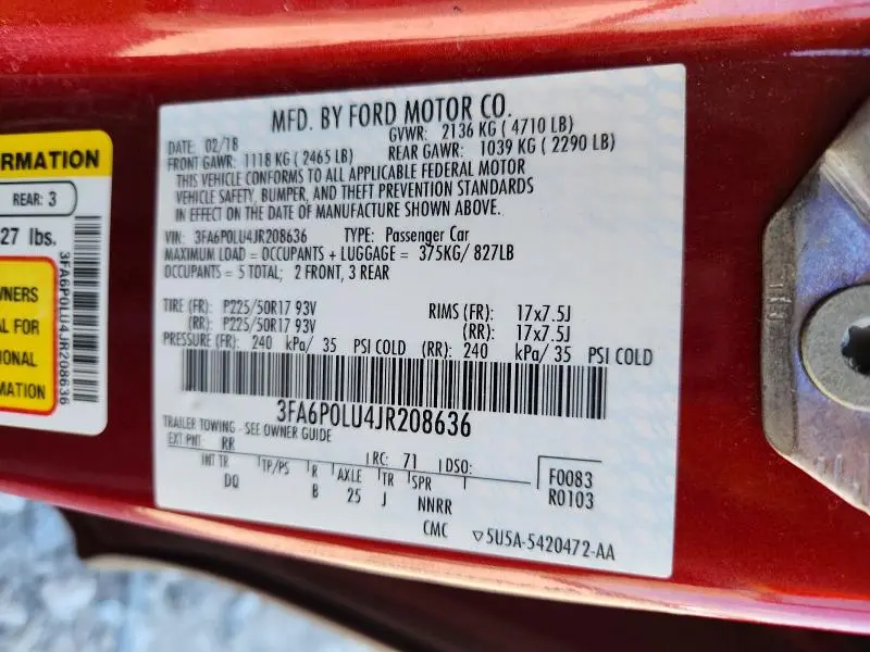 2018 FORD FUSION SE HYBRID  