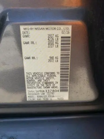 2016 NISSAN ALTIMA 2.5  