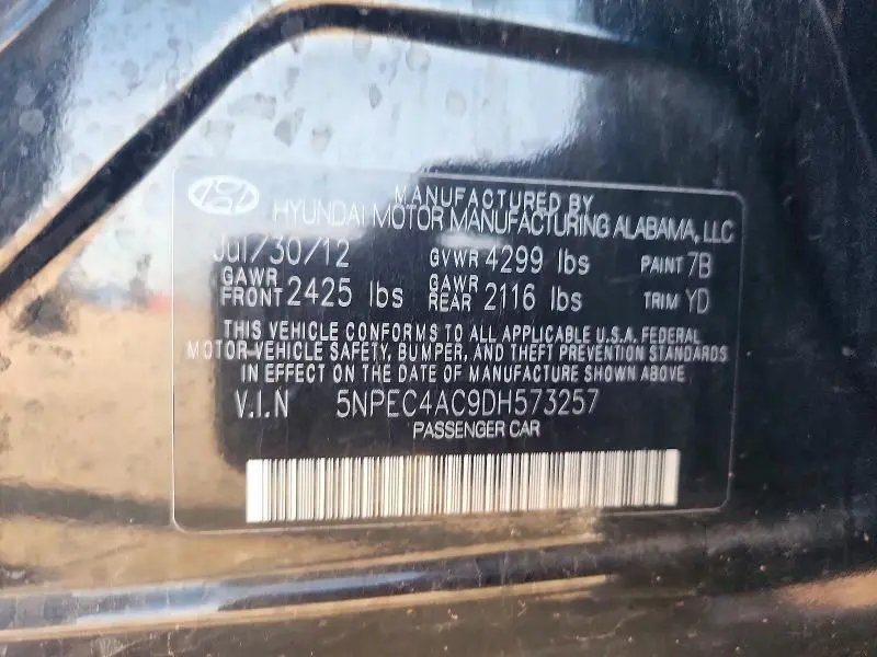 2013 HYUNDAI SONATA LIMITED  