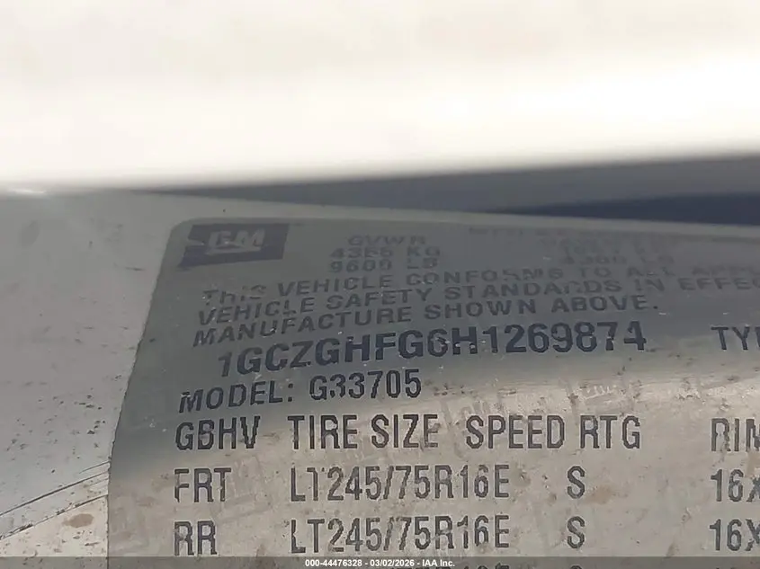 2017 CHEVROLET EXPRESS 3500 WORK VAN