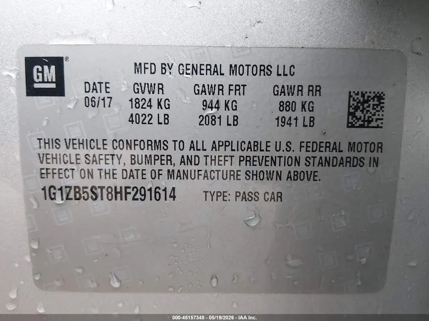 2017 CHEVROLET MALIBU LS