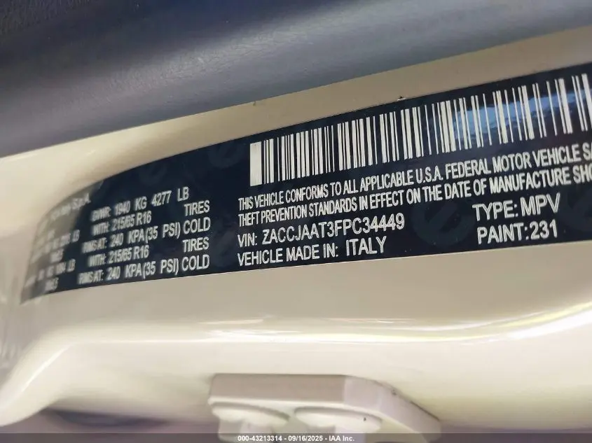 2015 JEEP RENEGADE SPORT