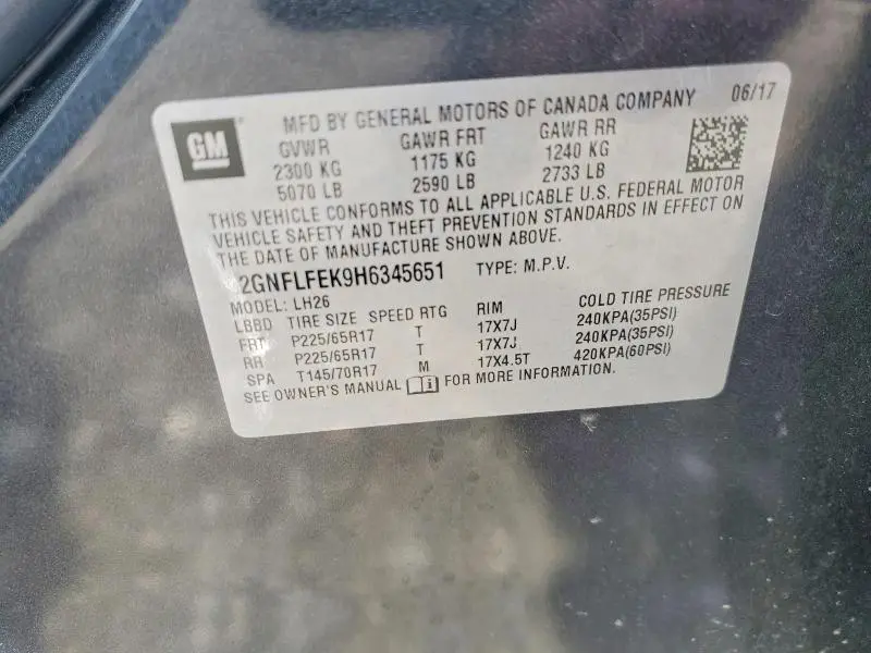 2017 CHEVROLET EQUINOX LT  