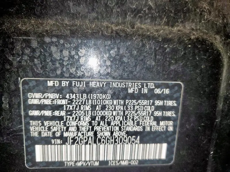 2016 SUBARU CROSSTREK LIMITED  