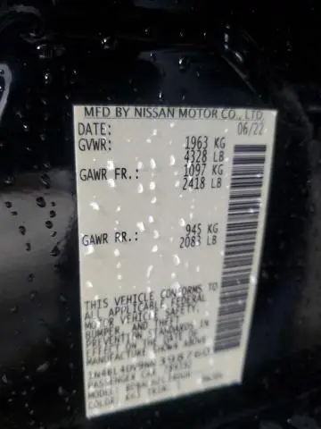 2022 NISSAN ALTIMA SV  