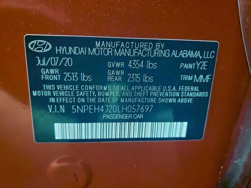 2020 HYUNDAI SONATA LIMITED  