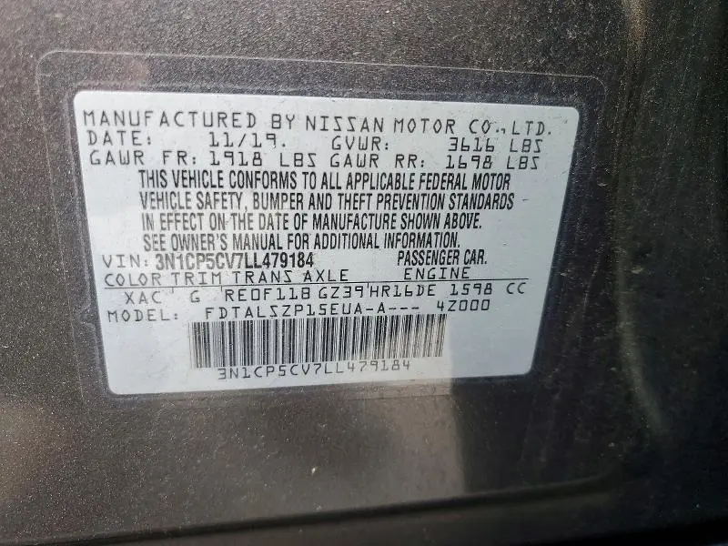 2020 NISSAN KICKS SV  