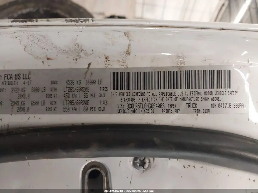 2017 RAM 2500 LARAMIE  4X4 6'4 BOX