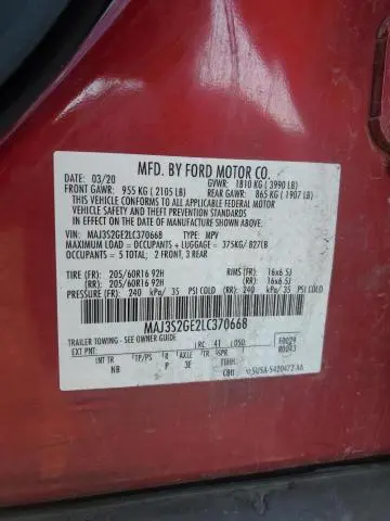 2020 FORD ECOSPORT SE  