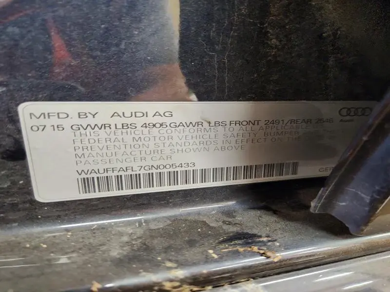 2016 AUDI A4 PREMIUM PLUS S-LINE  