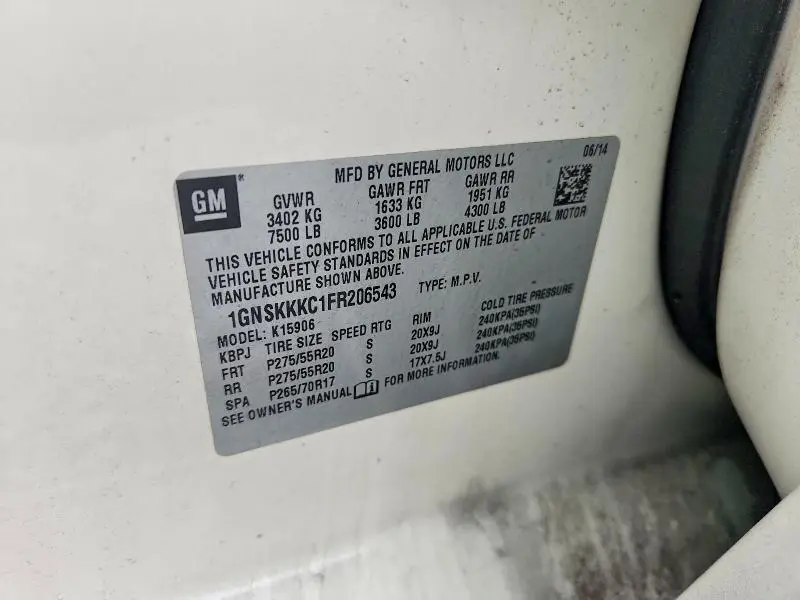 2015 CHEVROLET SUBURBAN K1500 LTZ  