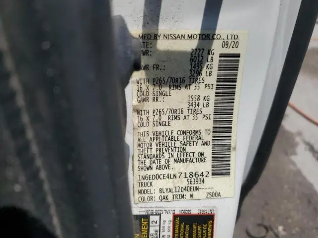 2020 NISSAN FRONTIER S  