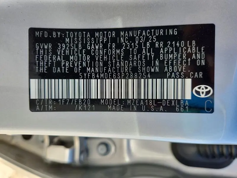 2025 TOYOTA COROLLA LE  