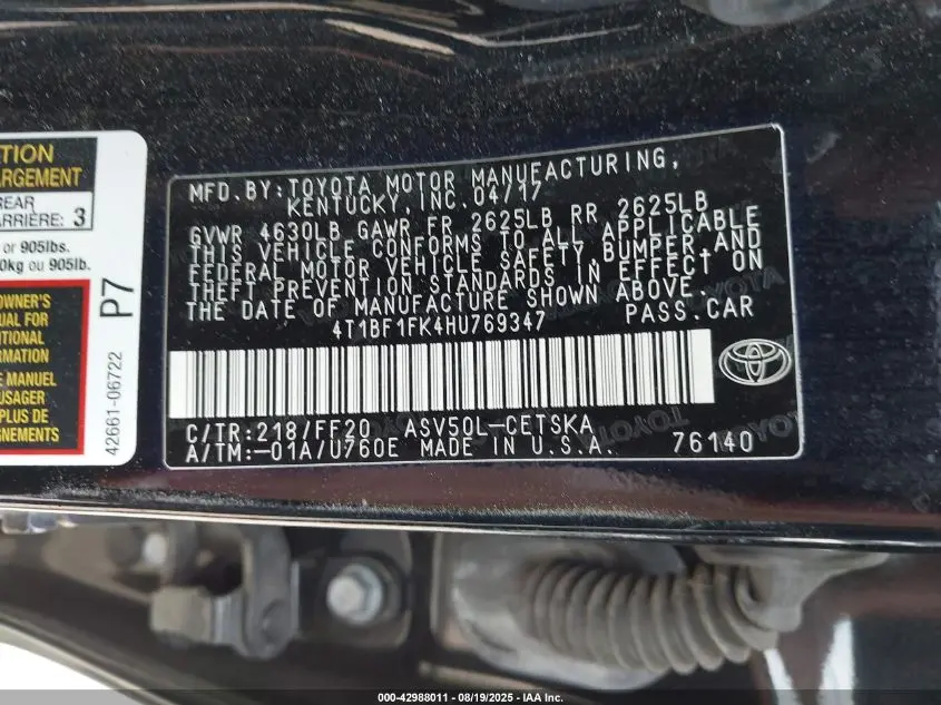 2017 TOYOTA CAMRY SE