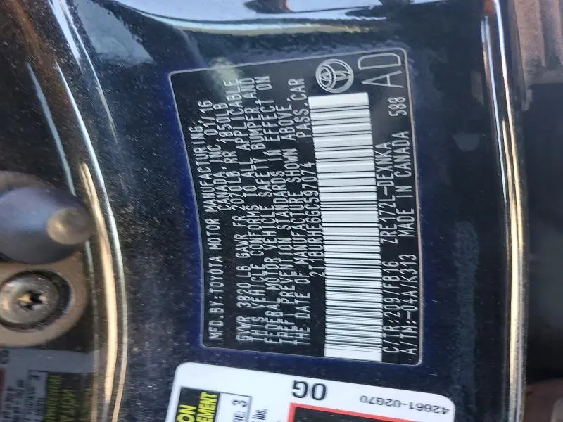 2016 TOYOTA COROLLA LE  