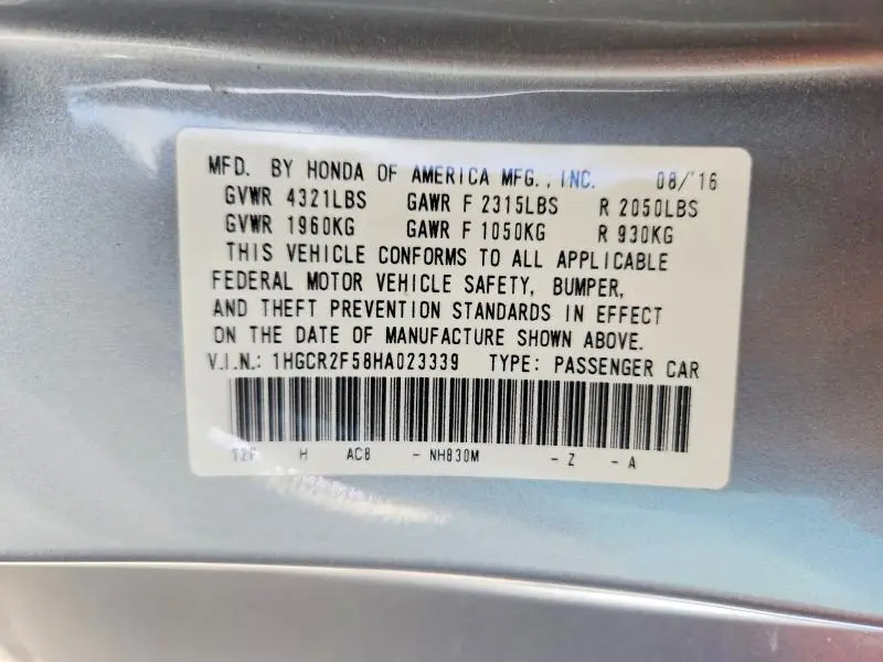 2017 HONDA ACCORD SPORT  