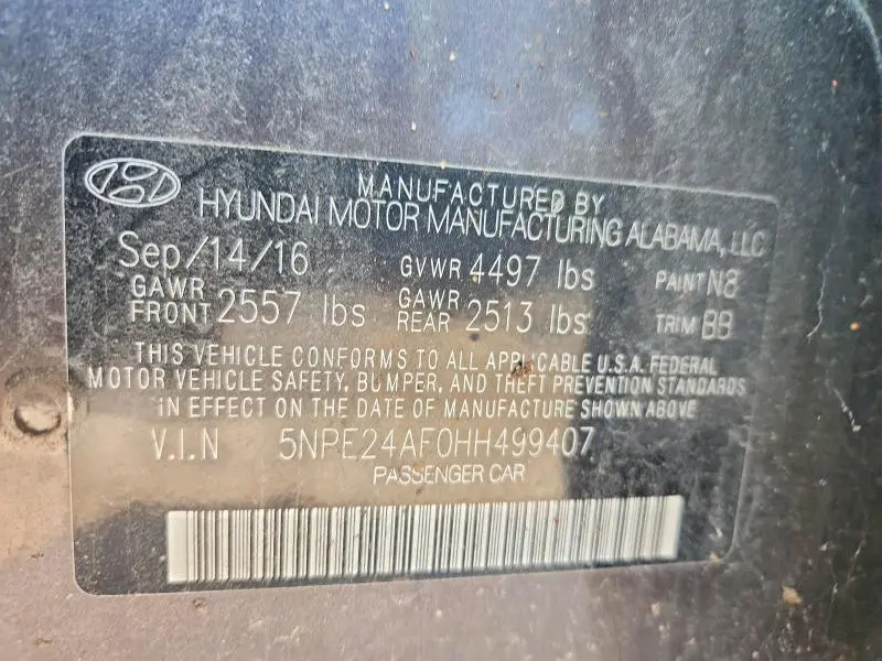 2017 HYUNDAI SONATA SE  