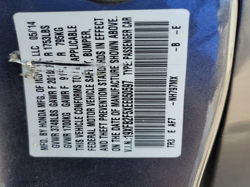 2014 HONDA CIVIC LX  
