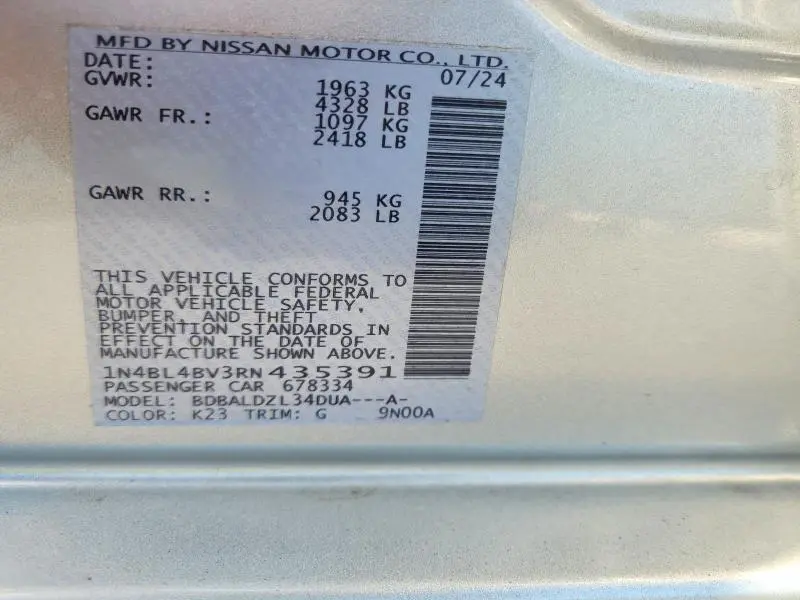 2024 NISSAN ALTIMA S  