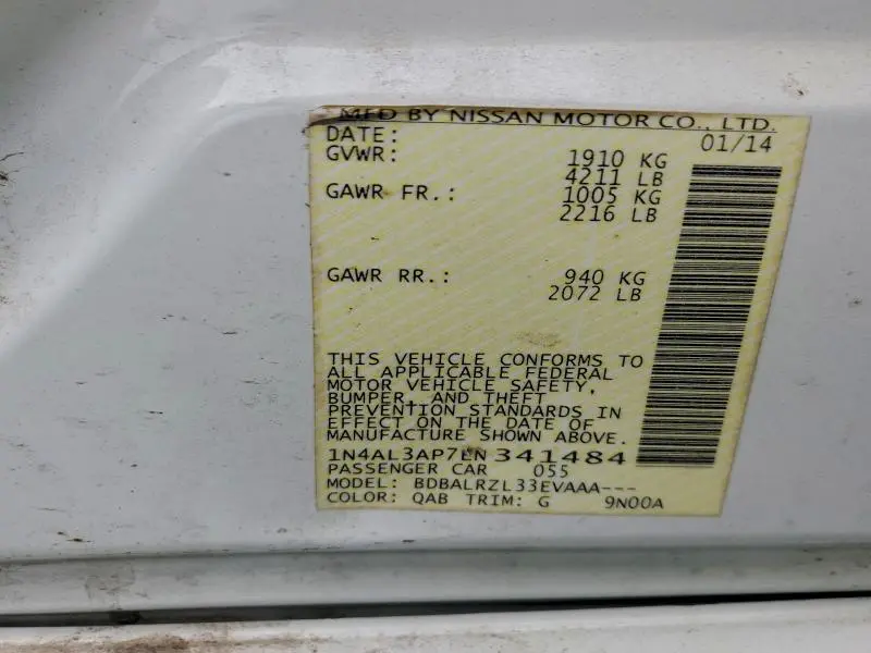 2014 NISSAN ALTIMA 2.5  