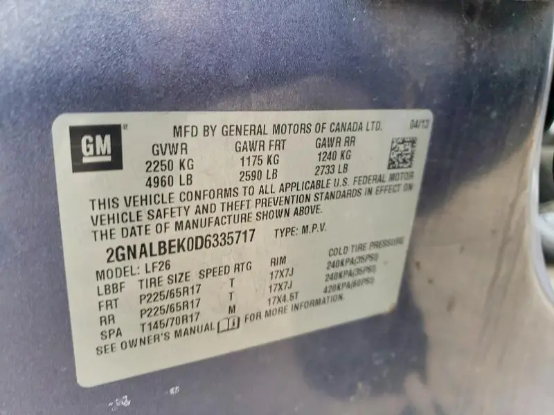 2013 CHEVROLET EQUINOX LS  