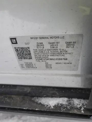 2018 CHEVROLET TRAVERSE LT  