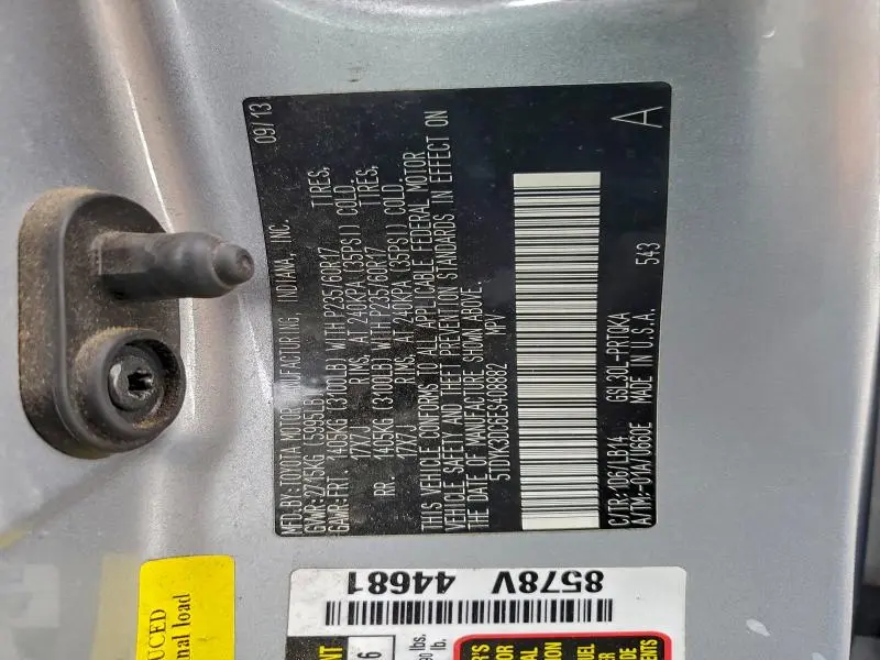 2014 TOYOTA SIENNA XLE  