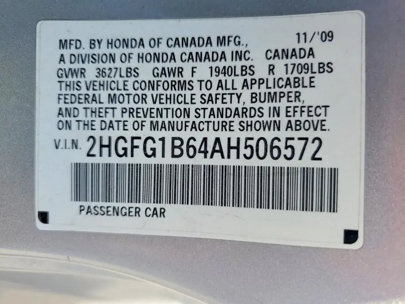 2010 HONDA CIVIC LX  