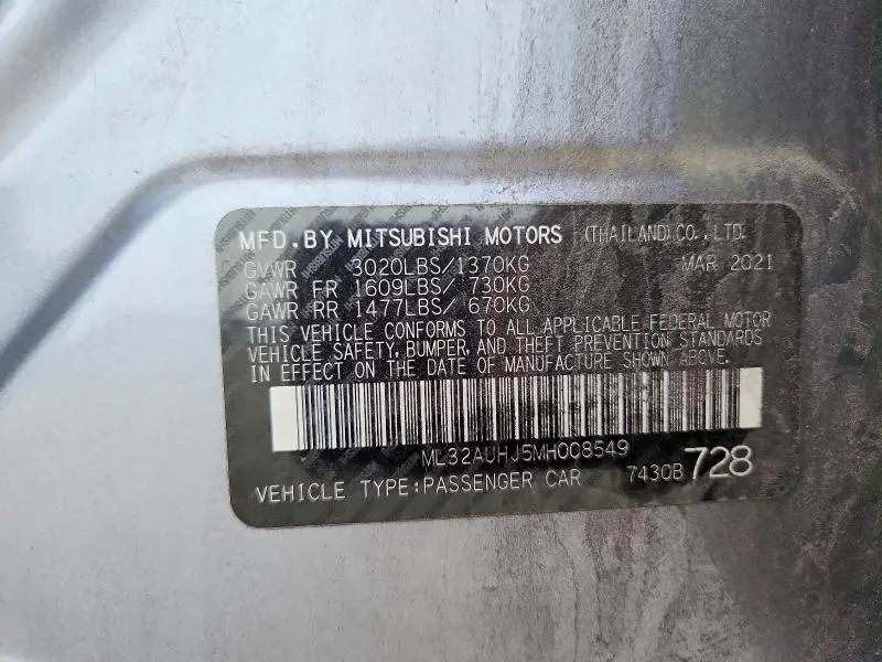 2021 MITSUBISHI MIRAGE ES  