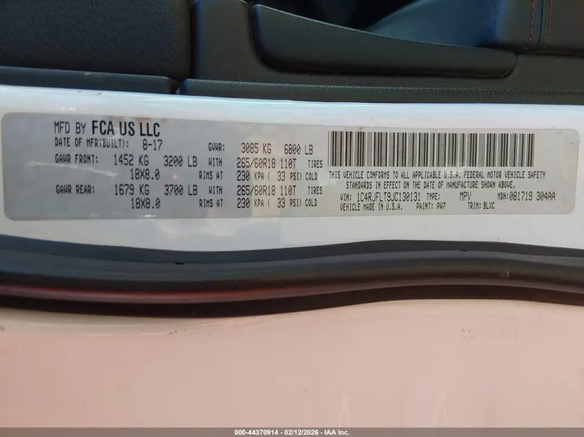 2018 JEEP GRAND CHEROKEE TRAILHAWK 4X4