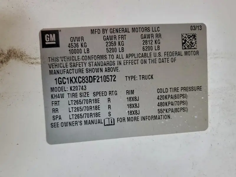 2013 CHEVROLET SILVERADO K2500 HEAVY DUTY LT  