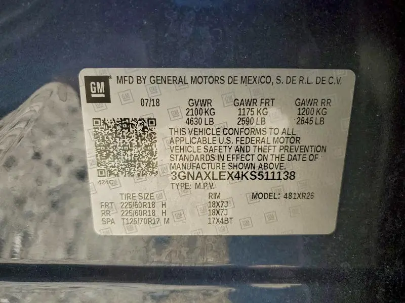 2019 CHEVROLET EQUINOX LT  