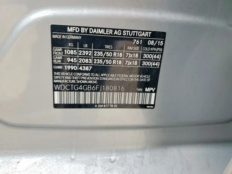 2015 MERCEDES-BENZ GLA 250 4MATIC  